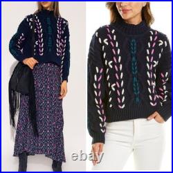 ISABEL MARANT ÉTOILE Navy Zola Cable-Knit Sweater Pullover SZ FR 38, US 6, M