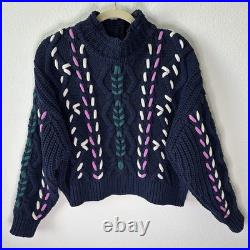 ISABEL MARANT ÉTOILE Navy Zola Cable-Knit Sweater Pullover SZ FR 38, US 6, M