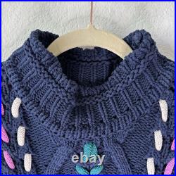 ISABEL MARANT ÉTOILE Navy Zola Cable-Knit Sweater Pullover SZ FR 38, US 6, M