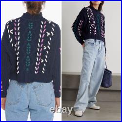 ISABEL MARANT ÉTOILE Navy Zola Cable-Knit Sweater Pullover SZ FR 38, US 6, M