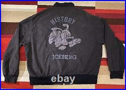 Iceberg History Men's Vintage Woof Dog Jacket Bomber 1999 SZ 48 Medium Charcoal