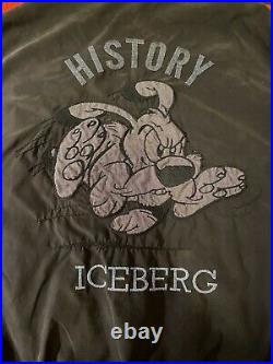 Iceberg History Men's Vintage Woof Dog Jacket Bomber 1999 SZ 48 Medium Charcoal