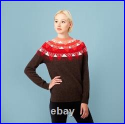 Icelandic sweater jumper lambswool medium professionally brown red hand knitted