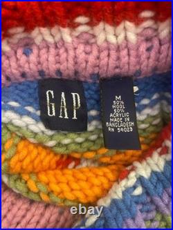 Iconic GAP Holiday 2001 Vintage Rainbow Striped Turtleneck Sweater M