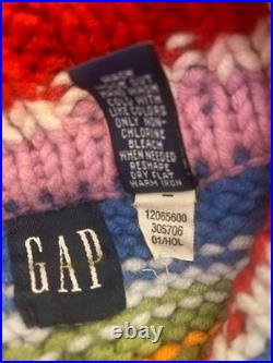 Iconic GAP Holiday 2001 Vintage Rainbow Striped Turtleneck Sweater M