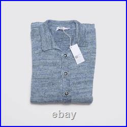 Inis Meáin Knit Shirt Jacket Sweater Size M Light Blue Melange Linen