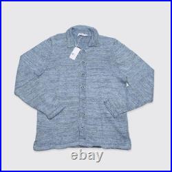 Inis Meáin Knit Shirt Jacket Sweater Size M Light Blue Melange Linen
