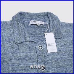Inis Meáin Knit Shirt Jacket Sweater Size M Light Blue Melange Linen