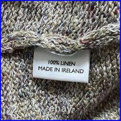 Inis Meain Linen Lightweight Pullover Crewneck Sweater Heather Beige Mens Sz M