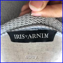 Iris V Arnim Cashmere Ribbed Sweater Jumper Womens Medium Blue Zipper Crew Neck