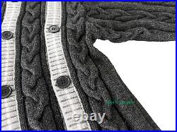 Irregular V-Neck Multi button Patchwork Kint Sweater Cardigan Coats Men Women