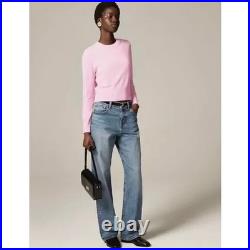 J. CREW Cashmere Shrunken Crewneck Sweater Pullover Knit Solid Icy Pink Medium J. CREW Cashmere Shrunken Crewneck Sweater Pullover Knit Solid Icy Pink Medium