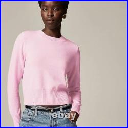 J. CREW Cashmere Shrunken Crewneck Sweater Pullover Knit Solid Icy Pink Medium J. CREW Cashmere Shrunken Crewneck Sweater Pullover Knit Solid Icy Pink Medium