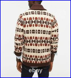 J. CREW Wallace & Barnes merino wool cardigan sweater chunky knit shawl rrl brown