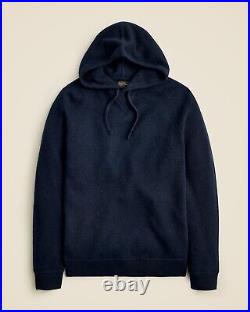 J. Crew $278 Midweight Cashmere Raglan-sleeve Hooded Sweater In Navy, Medium