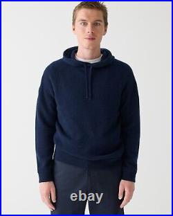 J. Crew $278 Midweight Cashmere Raglan-sleeve Hooded Sweater In Navy, Medium