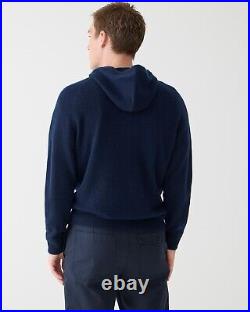 J. Crew $278 Midweight Cashmere Raglan-sleeve Hooded Sweater In Navy, Medium