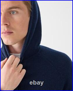 J. Crew $278 Midweight Cashmere Raglan-sleeve Hooded Sweater In Navy, Medium