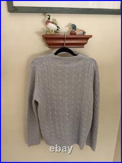 J. Crew Men's Cashmere Cable-knit Sweater Heather Grey Size Medium NWT