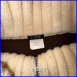 J. Crew Sweater Mens Medium Beige Brown Rugby Striped Wool Chunky Knit Mock Neck