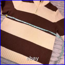 J. Crew Sweater Mens Medium Beige Brown Rugby Striped Wool Chunky Knit Mock Neck