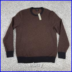 J Crew Sweater Mens Medium Brown Cashmere Crewneck Jacquard Herringbone