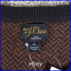 J Crew Sweater Mens Medium Brown Cashmere Crewneck Jacquard Herringbone
