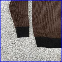 J Crew Sweater Mens Medium Brown Cashmere Crewneck Jacquard Herringbone