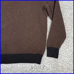 J Crew Sweater Mens Medium Brown Cashmere Crewneck Jacquard Herringbone