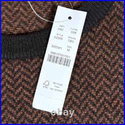 J Crew Sweater Mens Medium Brown Cashmere Crewneck Jacquard Herringbone