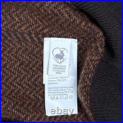 J Crew Sweater Mens Medium Brown Cashmere Crewneck Jacquard Herringbone