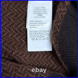 J Crew Sweater Mens Medium Brown Cashmere Crewneck Jacquard Herringbone