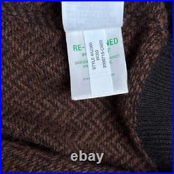 J Crew Sweater Mens Medium Brown Cashmere Crewneck Jacquard Herringbone