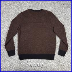 J Crew Sweater Mens Medium Brown Cashmere Crewneck Jacquard Herringbone