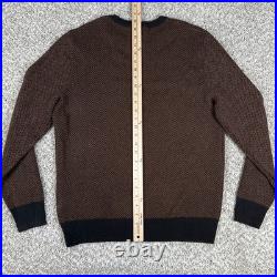 J Crew Sweater Mens Medium Brown Cashmere Crewneck Jacquard Herringbone