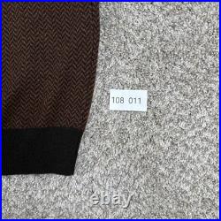 J Crew Sweater Mens Medium Brown Cashmere Crewneck Jacquard Herringbone