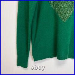 J. Crew Sweater Women Medium Cashmere Heart Metallic Sparkle Side Slit Retro Core