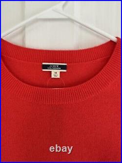 J. Crew Women's Cashmere Classic Fit Crew Neck Sweater Sz M in Vibrant Red NWT
