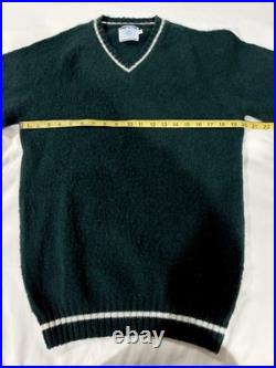 J Press Shaggy Dog Shetland V Neck Sweater Trim Fit Size Medium Green