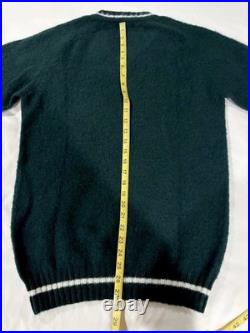 J Press Shaggy Dog Shetland V Neck Sweater Trim Fit Size Medium Green