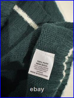 J Press Shaggy Dog Shetland V Neck Sweater Trim Fit Size Medium Green