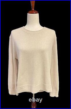 JENNI KAYNE Boyfriend Wool Cashmere Blend Sweater Ivory Cream Women's M