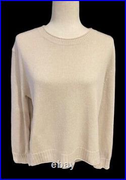 JENNI KAYNE Boyfriend Wool Cashmere Blend Sweater Ivory Cream Women's M