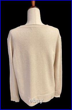 JENNI KAYNE Boyfriend Wool Cashmere Blend Sweater Ivory Cream Women's M