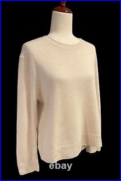 JENNI KAYNE Boyfriend Wool Cashmere Blend Sweater Ivory Cream Women's M