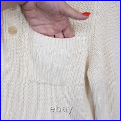 JOES Sweater Mens Medium Cream Pullover Polo Pocket Chunky Knit RUBEN $198
