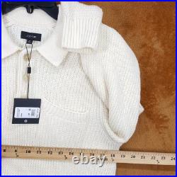 JOES Sweater Mens Medium Cream Pullover Polo Pocket Chunky Knit RUBEN $198