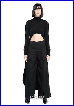 JONNY COTA© Cape Sweater in Black Cotton Hi-Low Midriff Drama Mock Neck Festival