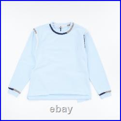 JW ANDERSON Asymmetric Contrast Stitch Crew Sweat Cotton Womens Blue M RRP245