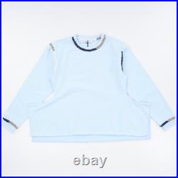 JW ANDERSON Asymmetric Contrast Stitch Crew Sweat Cotton Womens Blue M RRP245